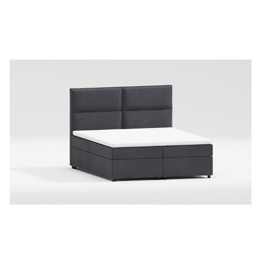 Pat boxspring gri cu spațiu de depozitare 200x200 cm Rico – Ropez