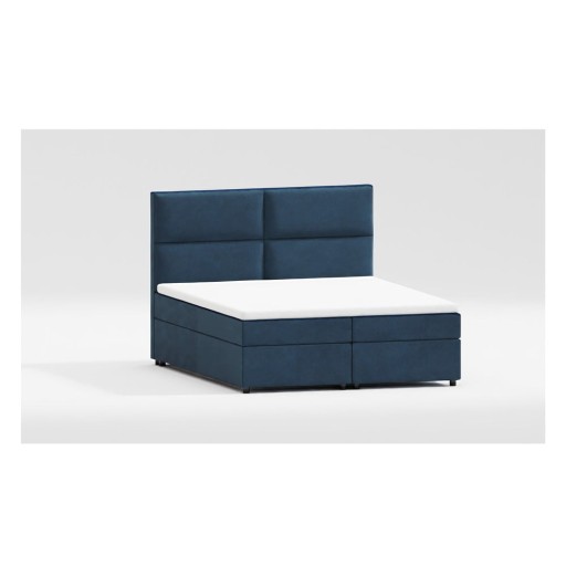 Pat boxspring albastru închis cu spațiu de depozitare 200x200 cm Rico – Ropez