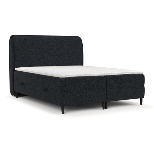 Pat boxspring negru cu spațiu de depozitare 160x200 cm Melba – Maison de Rêve