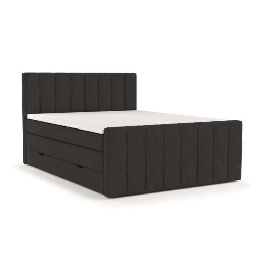 Pat boxspring negru cu spațiu de depozitare 140x200 cm Ruby – Maison de Rêve