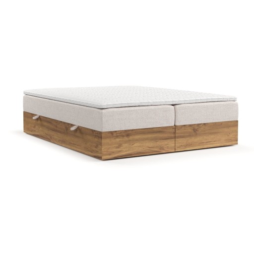 Pat boxspring bej/în culoare naturală cu spațiu de depozitare 140x200 cm Faro – Maison de Rêve