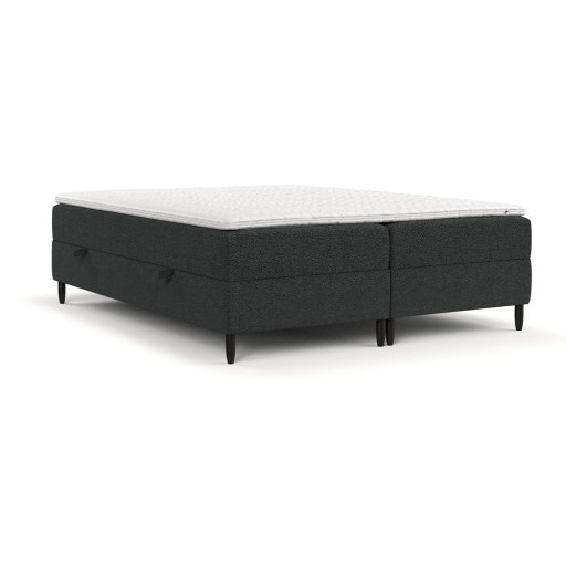 Pat boxspring gri închis cu spațiu de depozitare 160x200 cm Malte – Maison de Rêve