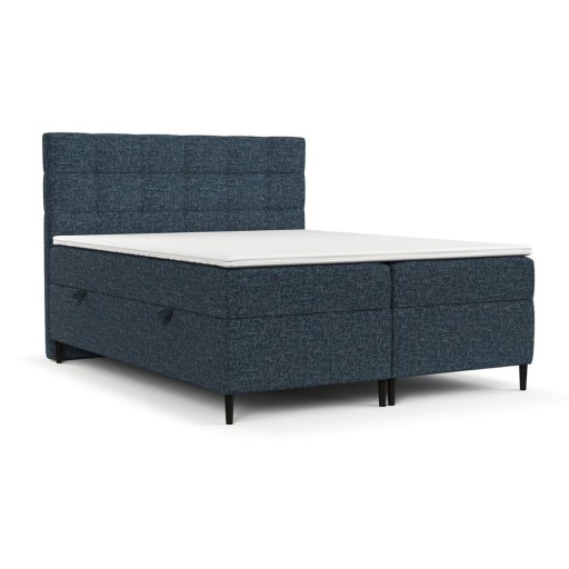 Pat boxspring albastru închis cu spațiu de depozitare 160x200 cm Urbaneo – Maison de Rêve