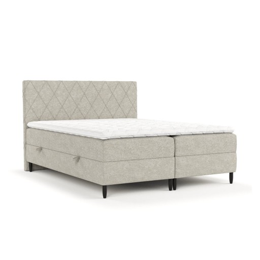 Pat boxspring gri/bej cu spațiu de depozitare 140x200 cm Gwen – Maison de Rêve