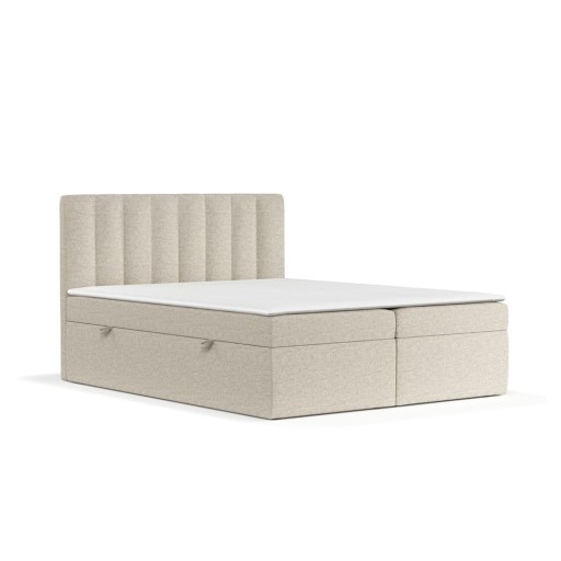 Pat boxspring bej cu spațiu de depozitare 160x200 cm Novento – Maison de Rêve