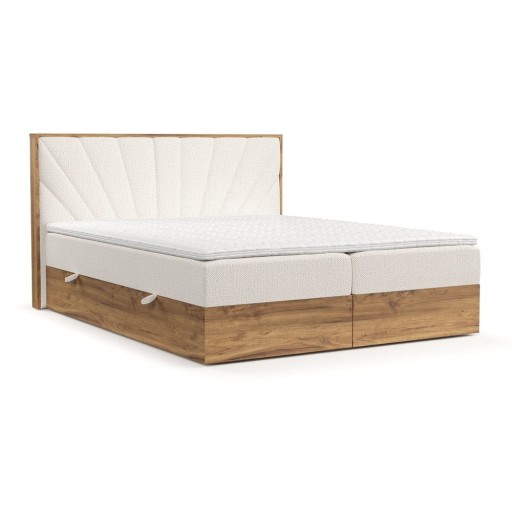 Pat boxspring crem/în culoare naturală cu spațiu de depozitare 180x200 cm Asahi – Maison de Rêve