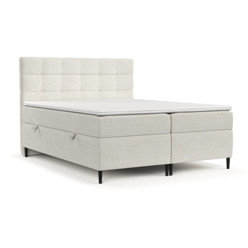 Pat boxspring crem cu spațiu de depozitare 140x200 cm Urbaneo – Maison de Rêve