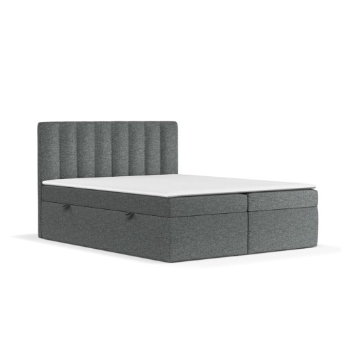 Pat boxspring gri închis cu spațiu de depozitare 140x200 cm Novento – Maison de Rêve