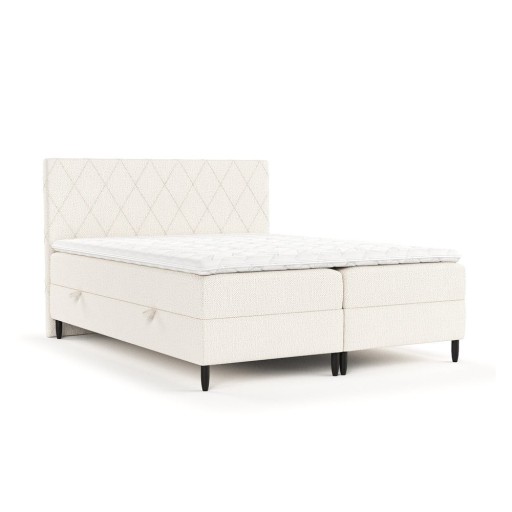 Pat boxspring crem cu spațiu de depozitare 200x200 cm Gwen – Maison de Rêve