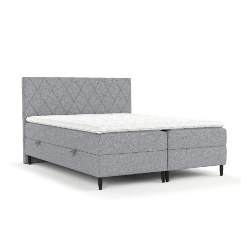 Pat boxspring gri cu spațiu de depozitare 160x200 cm Gwen – Maison de Rêve