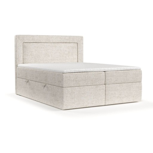 Pat boxspring crem cu spațiu de depozitare 160x200 cm Imagine – Maison de Rêve