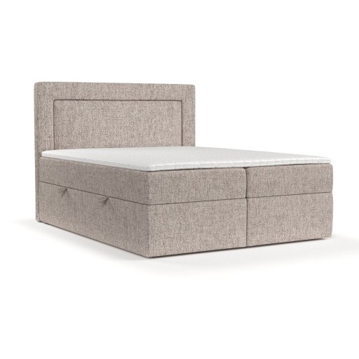 Pat boxspring maro deschis cu spațiu de depozitare 180x200 cm Imagine – Maison de Rêve