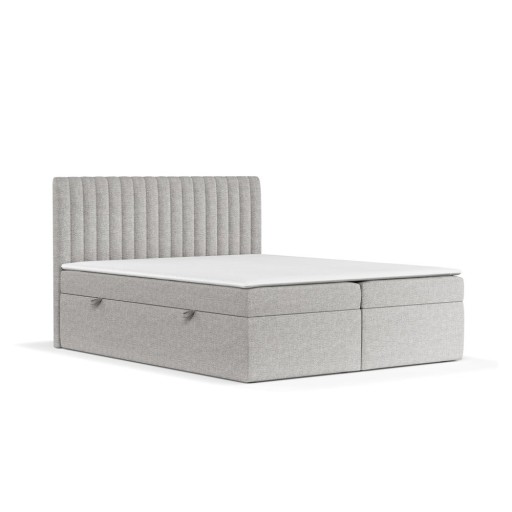 Pat boxspring gri deschis cu spațiu de depozitare 180x200 cm Spencer – Maison de Rêve