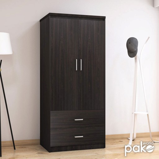 Dulap pentru haine Olympus, Pakoworld, cu 2 usi, 81x57x183 cm, PAL melaminat, wenge