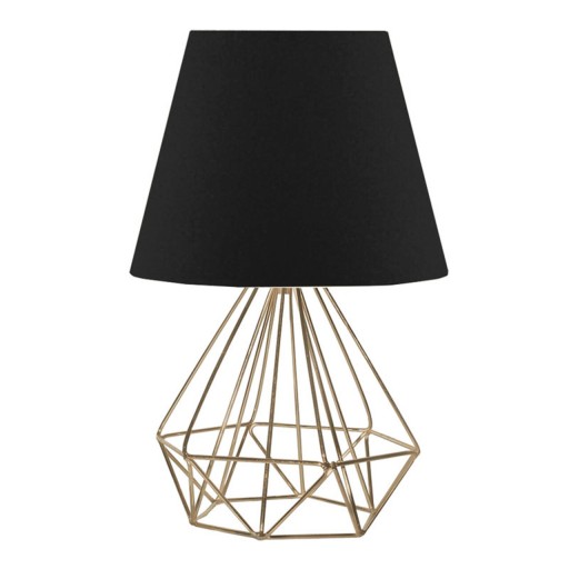 Lampa de masa PWL-1143, Pakoworld, 22x22x37 cm, textil, negru/auriu