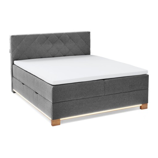 Pat boxspring gri cu spațiu de depozitare 160x200 cm Messina – Meise Möbel