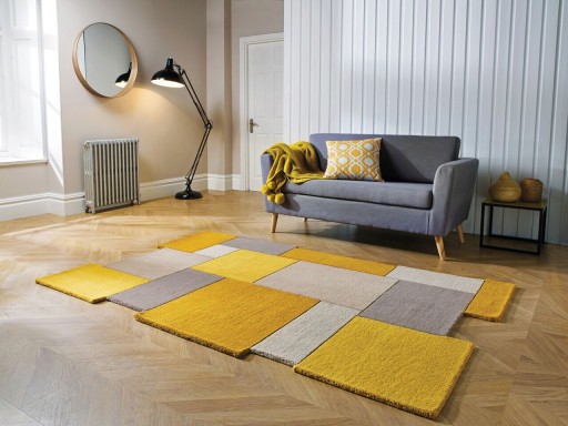 Covor Collage Ochre/Natural, Flair Rugs, 120x180 cm, lana, ocru