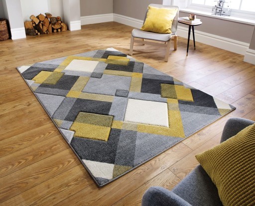 Covor Nimbus Grey/Ochre, Flair Rugs, 120x170 cm, polipropilena, gri/ocru