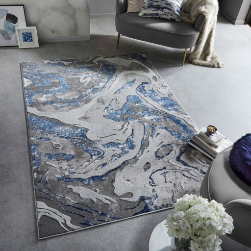 Covor Marbled Navy, Flair Rugs, 200x290 cm, polipropilena/poliester, bleumarin