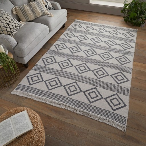 Covor Teo, Flair Rugs, 120x170 cm, bumbac, monocrom/negru