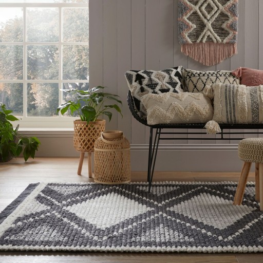 Covor Zaid Berber Rug Monochrome, Flair Rugs, 120x170 cm, poliester, alb/negru