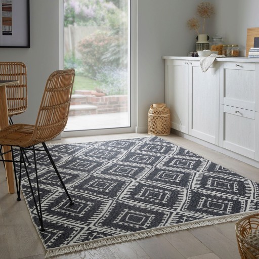 Covor Alix, Flair Rugs, 80x150 cm, bumbac, negru