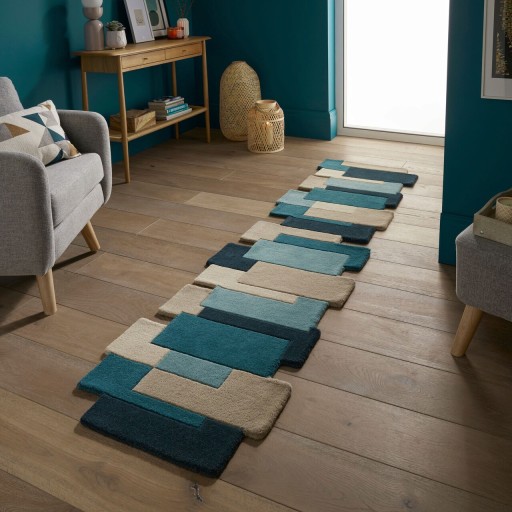 Covor Collage Teal, Flair Rugs, 60x230 cm, lana, turcoaz