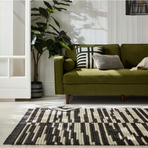 Covor Lina Berber Rug Monochrome, Flair Rugs, 120x170 cm, poliester, alb/negru