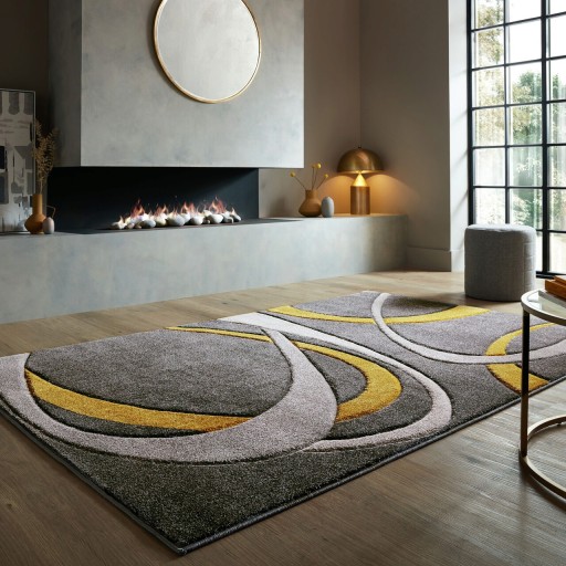 Covor Elude Orb Ochre, Flair Rugs, 160x230 cm, polipropilena, ocru