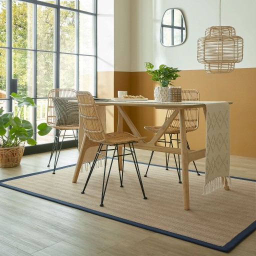 Covor Kira Jute Navy, Flair Rugs, 200x290 cm, iuta/poliester, bleumarin