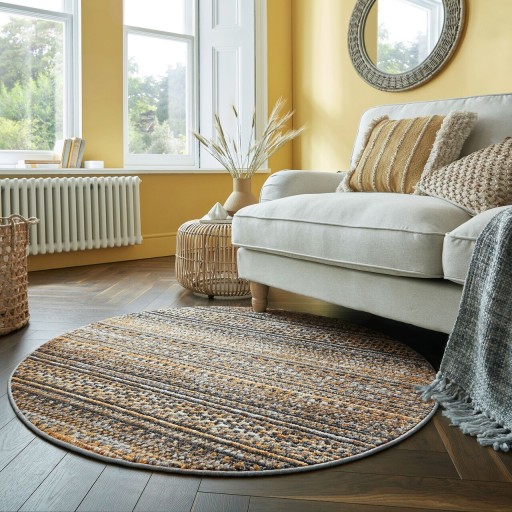 Covor Camino Yellow, Flair Rugs, D140 cm, polipropilena, galben