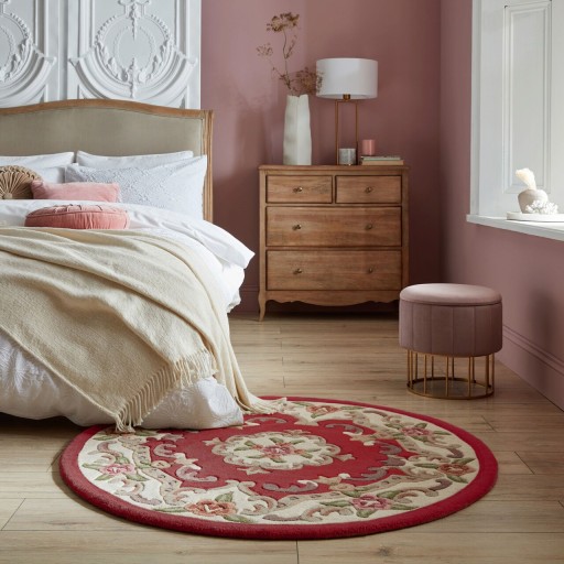 Covor Aubusson Red, Flair Rugs, D120 cm, lana, rosu