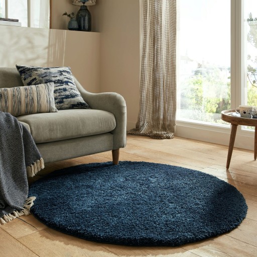 Covor Feather Soft Navy, Flair Rugs, D133 cm, polipropilena, bleumarin