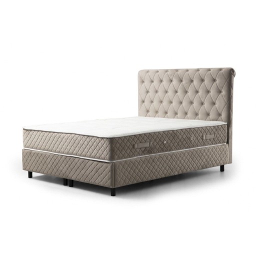 Pat boxspring bej cu spațiu de depozitare 160x200 cm Sonata – Kalune Design