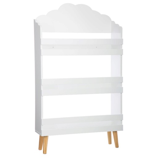 Corp biblioteca pentru copii Cloud, Pakoworld, 58x18x100 cm, MDF/lemn de pin, alb/natural