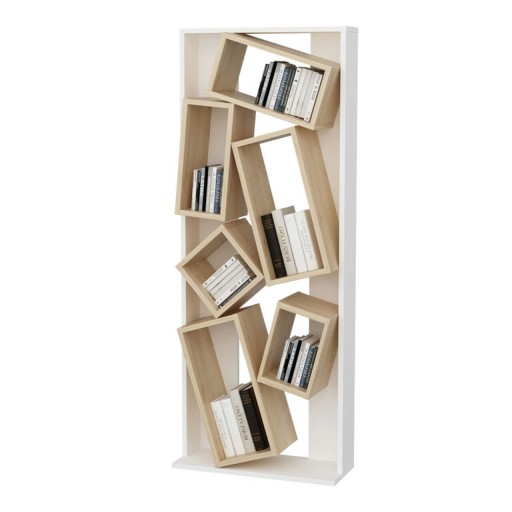 Corp biblioteca Jamey, Pakoworld, 60x24x153.6 cm, PAL melaminat, alb/natural