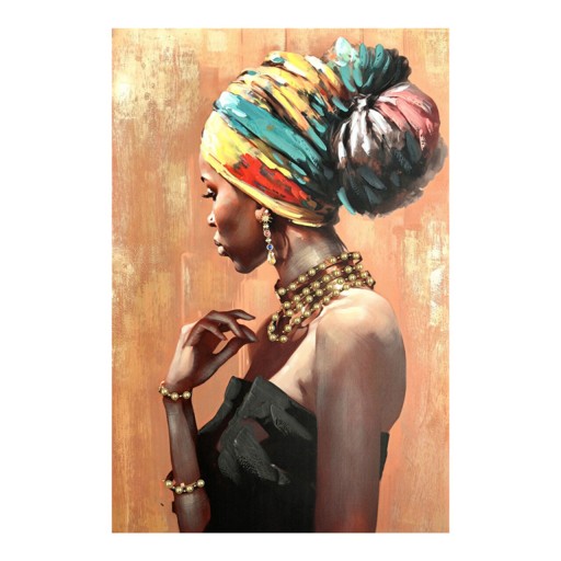 Tablou decorativ African, Inart, 80x100 cm, canvas/lemn de brad, multicolor