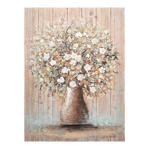 Tablou decorativ Flowerpot v1, Inart, 70x100 cm, canvas/lemn de brad, multicolor