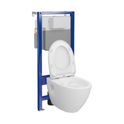 Set vas wc suspendat Moduo Plus CleanOn cu capac soft close si rezervor incastrat C35 Aqua 50