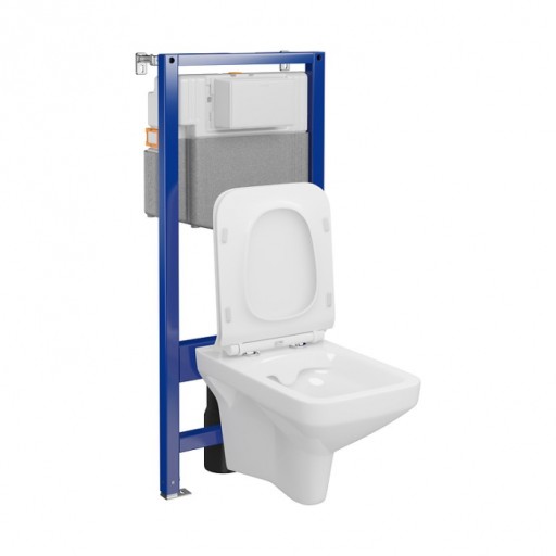 Set vas wc suspendat Como CleanOn cu capac soft close si rezervor incastrat C39 Aqua 50