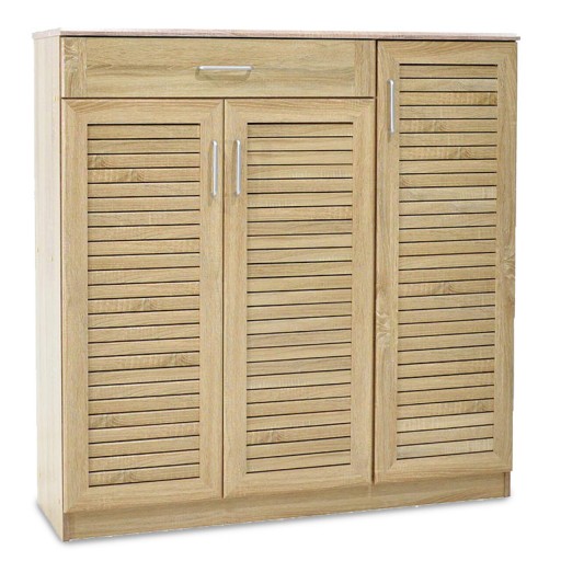 Pantofar cu 3 usi Sante, Pakoworld, 30 perechi pantofi, 120x37x123 cm, PAL/MDF, maro deschis