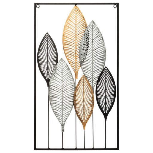 Decoratiune de perete Roisin, Pakoworld, 37.5x2.5x64.5 cm, metal, negru/maro/gri