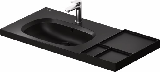 Lavoar Duravit Aurena 100x50cm HygieneGlaze Plus montare pe mobilier orientare stanga ventil ceramic inclus negru mat