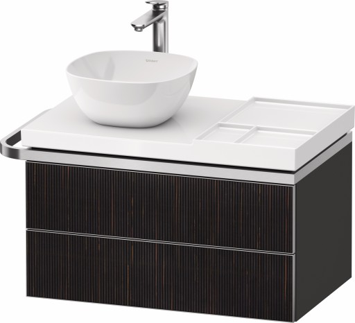 Dulap baza suspendat Duravit Aurena 784 x 492mm pentru blat ceramic cu doua sertare orientare stanga inclus portprosop riflaj Ebony mat