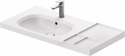 Lavoar Duravit Aurena 100x50cm HygieneGlaze Plus montare pe mobilier orientare stanga ventil ceramic inclus alb mat