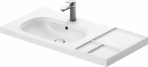 Lavoar Duravit Aurena 100x50cm HygieneGlaze Plus montare pe mobilier orientare stanga ventil ceramic inclus alb