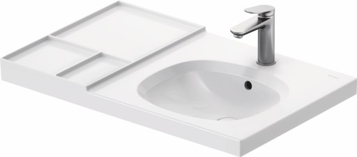 Lavoar Duravit Aurena 80x50cm HygieneGlaze Plus montare pe mobilier orientare dreapta ventil ceramic inclus alb