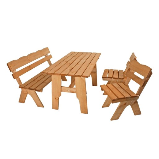 Set de dining pentru grădină în culoare naturală din lemn de pin pentru 4 persoane Black Forest – Garden Pleasure