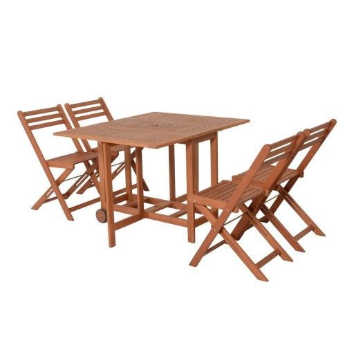 Set de dining pentru grădină în culoare naturală din lemn de eucalipt pentru 4 persoane Anaheim – Garden Pleasure