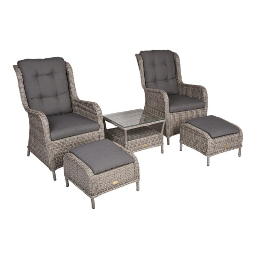 Set mobilier de grădină gri din ratan artificial pentru 2 persoane Valencia – Garden Pleasure